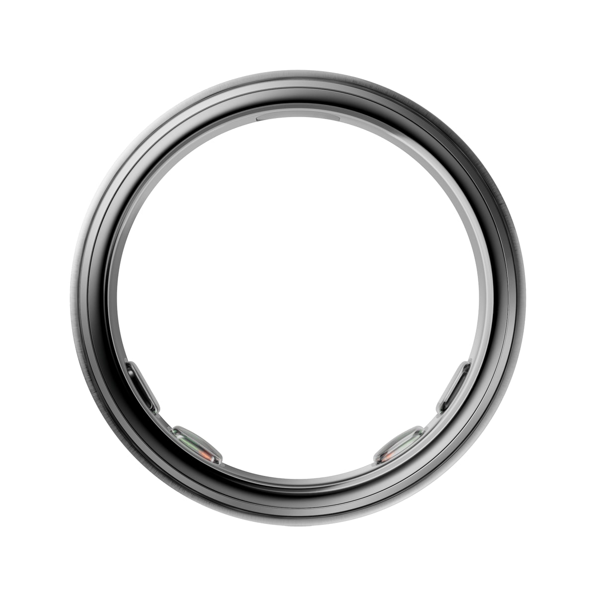 Oura Ring 5 in brushed silver on a white background